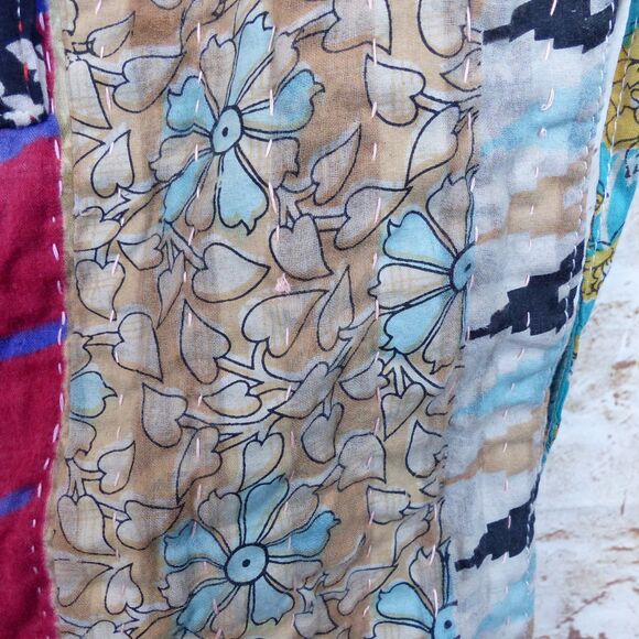 SERRV Sari Patchwork Apron One Size Colorful Upcycled Cotton Hand Stitching Boho - Picture 13 of 16